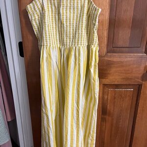 Yellow and White Striped Midi Dress